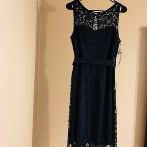 Simply Liliana  Navy Blue Knee Length Lace Dress Size 16